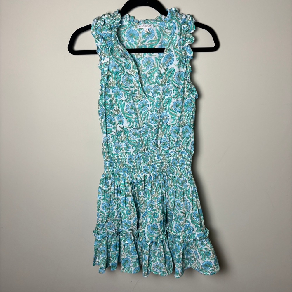 Anna Cate Multicolor Floral Ruffled Smocked Tiered Mini Dress Womens Size Small
